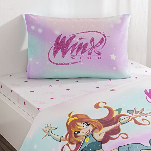 Resim Taç Lisanslı Winx Magic Tek Kişilik Pamuk Nevresim Takımı