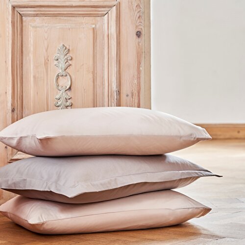Resim Linens Mix&Match Pamuk Saten 2'li Volanlı Yastık Kılıfı Seti Vizon