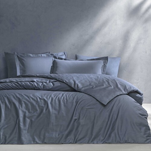 Resim Linens Mix&Match Pamuk Saten King Size Nevresim Kılıfı indigo