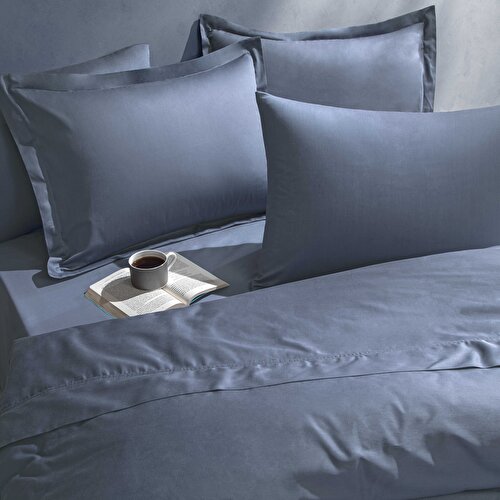 Resim Linens Mix&Match Pamuk Saten Tek Kişilik Lastikli Çarşaf indigo