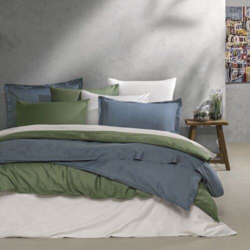 Resim Linens Mix&Match Pamuk Saten Süperking Size Nevresim Kılıfı Ekru