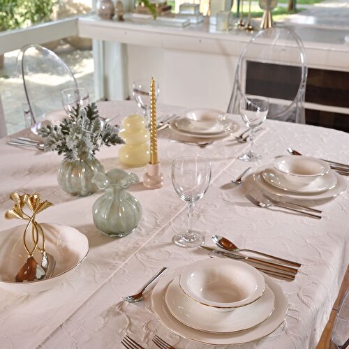 Resim Linens Sancia 6x6x7 cm Mumluk Bej