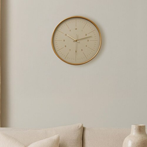 Resim Linens Oscar 29,5 cm Duvar Saati Beyaz-Gold