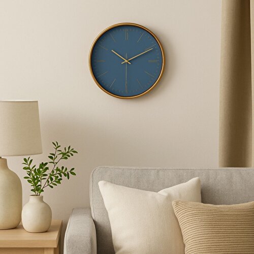 Resim Linens Albert 29,5 cm Duvar Saati Mavi-Gold