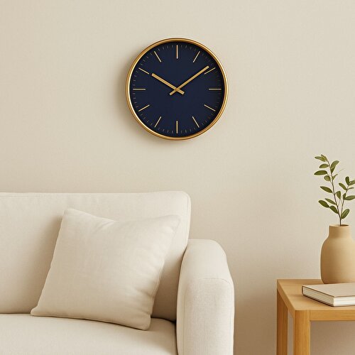 Resim Linens Verona 29,5 cm Duvar Saati Lacivert-Gold