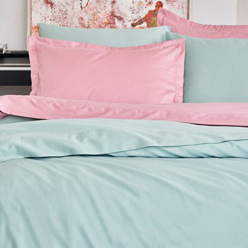 Resim Linens Mix&Match Pamuk Saten Çift Kişilik Çarşaf Gül Kurusu
