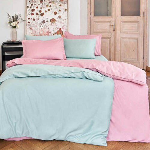 Resim Linens Mix&Match Pamuk Tek Kişilik Saten Nevresim Kılıfı Gül Kurusu
