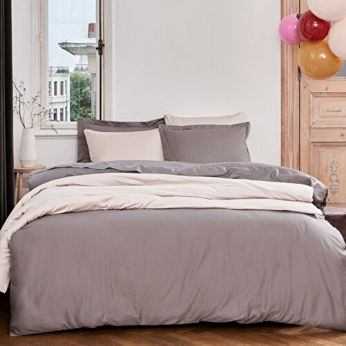 Resim Linens Mix&Match Pamuk Saten King Size Nevresim Kılıfı Taş