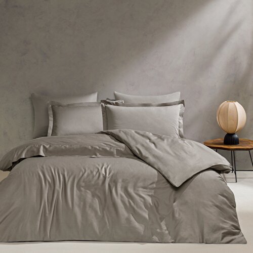 Resim Linens Mix&Match Pamuk Saten 2'li Volanlı Yastık Kılıfı Seti Vizon