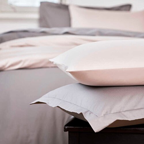 Resim Linens Mix&Match Pamuk Saten 2'li Standart Yastık Kılıfı Seti Taş