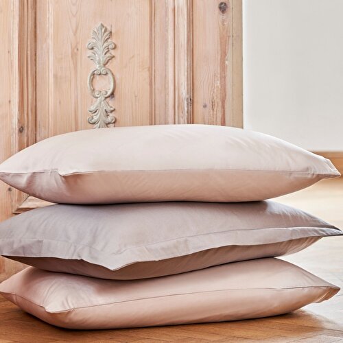 Resim Linens Mix&Match Pamuk Saten 2'li Standart Yastık Kılıfı Seti Taş