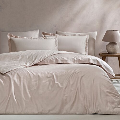 Resim Linens Mix&Match Pamuk Saten 2'li Standart Yastık Kılıfı Seti Taş