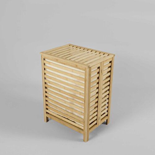 Resim Linens Wooden Ahşap 45X33X60 cm Çamaşır Sepeti Naturel