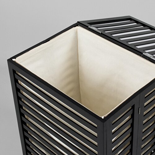 Resim Linens Wooden Ahşap 45X33X60 cm Çamaşır Sepeti Siyah