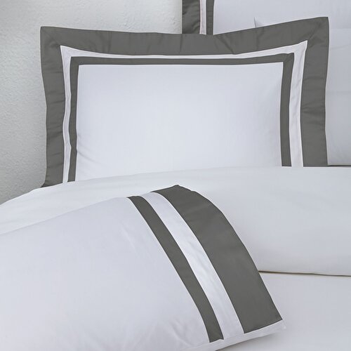 Resim Valeron Nouveau Saten Çift Kişilik Nevresim Takımı Antrasit