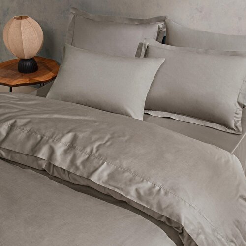 Resim Linens Mix&Match Pamuk Saten Çift Kişilik Çarşaf Vizon