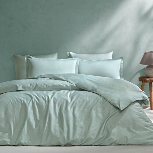 Resim Linens Mix&Match Pamuk Saten Çift Kişilik Nevresim Kılıfı Yeşil