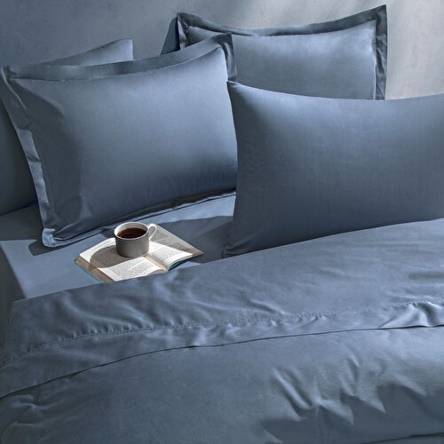 Resim Linens Mix&Match Pamuk Saten Çift Kişilik Nevresim Kılıfı İndigo