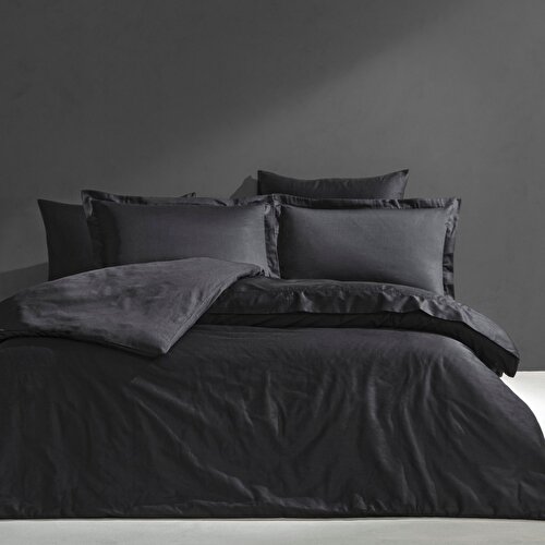 Resim Linens Mix&Match Pamuk Saten Çift Kişilik Nevresim Kılıfı Siyah