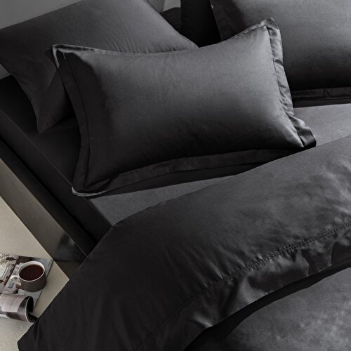 Resim Linens Mix&Match Pamuk Saten Çift Kişilik Nevresim Kılıfı Siyah
