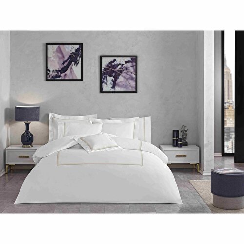 Resim Valeron Trio Saten Çift Kişilik Nevresim Takımı Camel