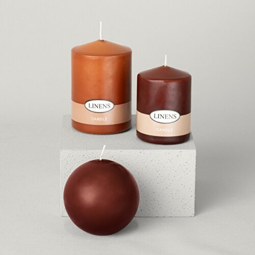 Resim Linens Basic Çap 8 cm Yuvarlak Mum Kahve