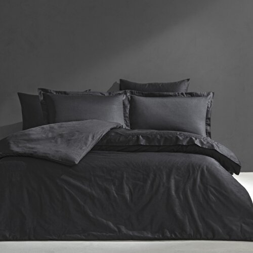 Resim Linens Mix&Match Pamuk Saten 2'li Standart Yastık Kılıfı Seti Siyah