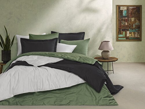 Resim Linens Mix&Match Pamuk Saten 2'li Volanlı Yastık Kılıfı Seti Siyah