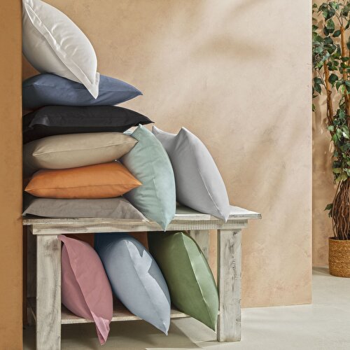 Resim Linens Mix&Match Pamuk Saten 2'li Volanlı Yastık Kılıfı Seti Ekru