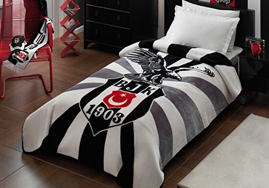 bjk kartal tek kisilik battaniye