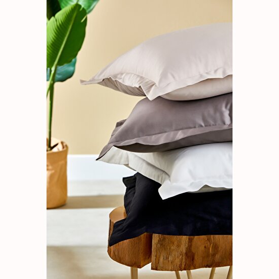Linens Mix&Match Pamuk Saten 2'li Volanlı Yastık Kılıfı Seti Siyah