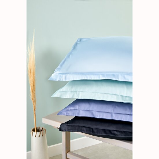 Linens Mix&Match Pamuk Saten 2'li Volanlı Yastık Kılıfı Seti İndigo