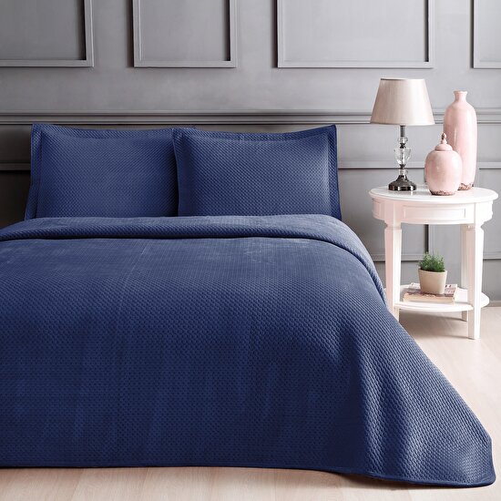 Linens Glace Tek Kişilik Yatak Örtüsü Seti Lacivert