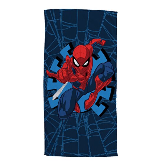 Lisanslı Spiderman Web Pamuk 75x150 cm Plaj Havlusu