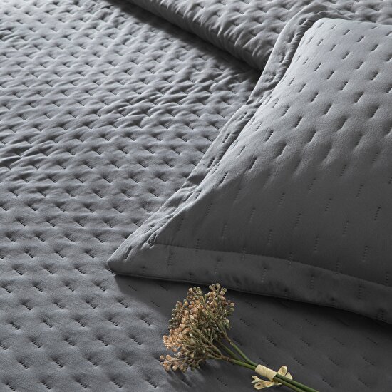 Linens Gardenia Çift Kişilik Yatak Örtüsü Seti Antrasit