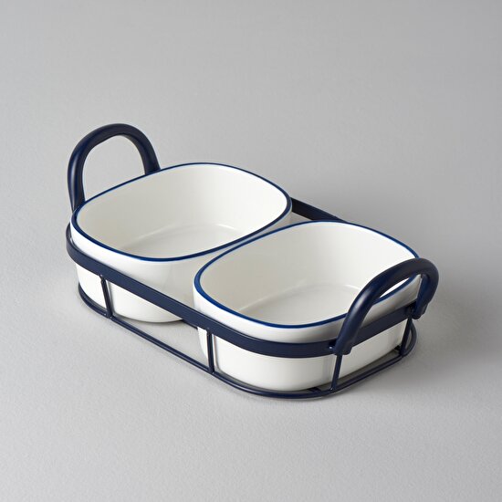 Linens Arlina Porselen-Metal 28,5x15,8x8,5 cm Sunum Kase Seti