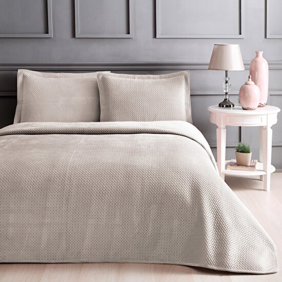 Linens Glace Tek Kişilik Yatak Örtüsü Seti Bej