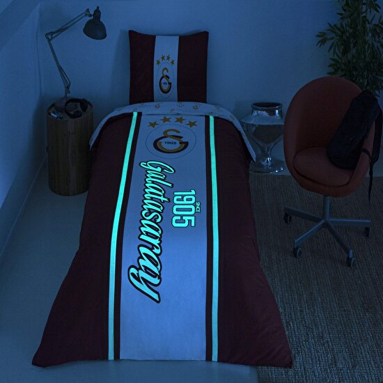 Taç Lisanslı Galatasaray 1905 Glow Tek Kişilik Pamuk Nevresim Takımı