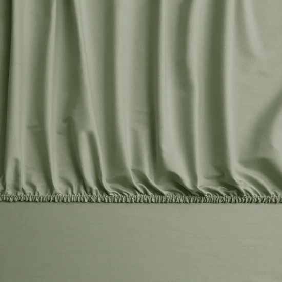 Linens Mix&Match Pamuk Saten Çift Kişilik Lastikli Çarşaf Koyu Yeşil