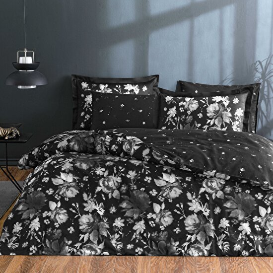 Linens Wıntor Pamuk Saten Nevresim Takımı Çift Kişilik Siyah