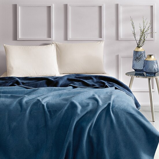 Linens Gloria Çift Kişilik Battaniye Mavi
