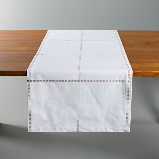 Linens Stich 50x170 cm Runner Beyaz Gold