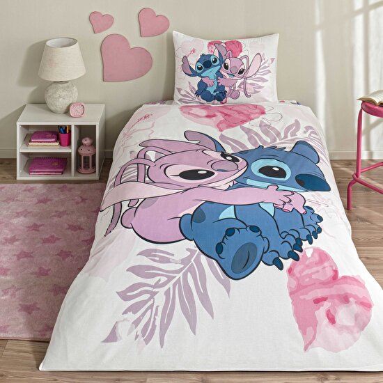 Taç Lisanslı Lilo&Stitch Tek Kişilik Pamuk Nevresim Takımı