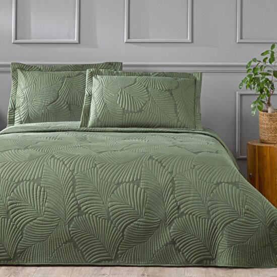 Linens Leaf Yatak Örtüsü Koyu Yeşil Tek Kişilik
