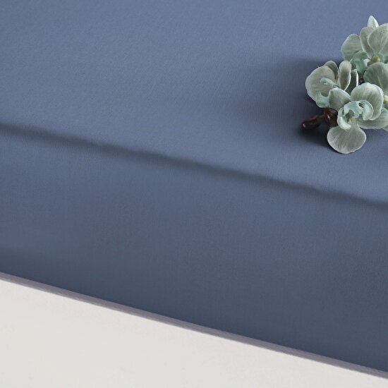 Linens Mix&Match Pamuk Saten Süperking Size Lastikli Çarşaf İndigo