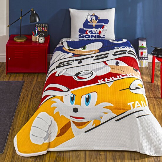 Taç Lisanslı Sonic Modern 3 Tek Kişilik Pamuk Pike Takımı