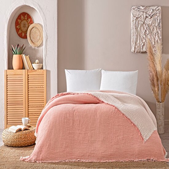 Linens Coraux Pamuk Muslin Çift Kişilik Pike Kiremit