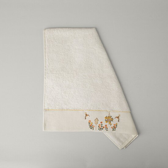 Linens Fleurs Bambu Yüz Havlusu 50x85 Cm Ekru