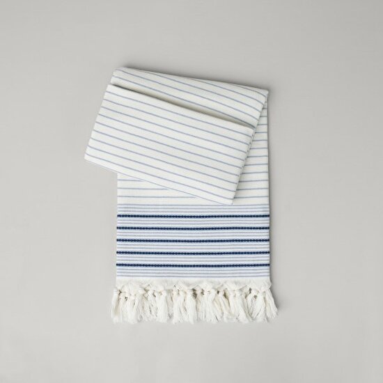 Linens Stripe Plaj Havlusu 90X170 cm Mavi