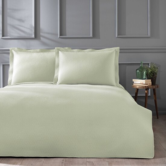 Linens Mist Çift Kişilik Yatak Örtüsü Seti Açık Yeşil